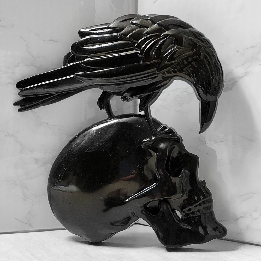 NEVERMORE/Skull+Raven • Edgar Allan Poe Wall Hanging Plaque • Gothic Home Decor